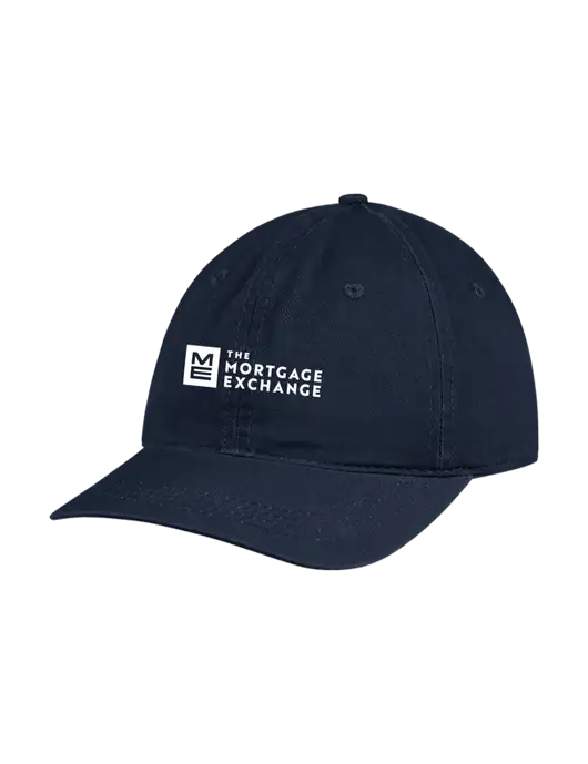 Garment Washed Unstructured Twill Navy Cap w/Mortgage Exchange Logo