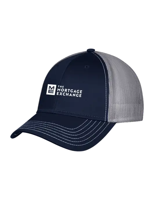 Navy & Grey Mesh Trucker Cap Snap Back w/Mortgage Exchange Logo