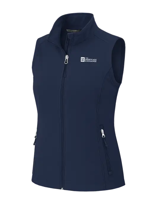 Navy Womens Core Soft Shell Vest w/Mortgage Exchange Logo
