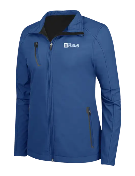 Dark Royal Womens Welded Softshell Jacket w/Mortgage Exchange Logo