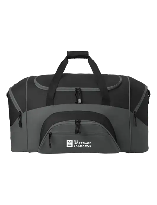 Standard Colorblock Black/Dark Grey Sport Duffel w/Mortgage Exchange Logo