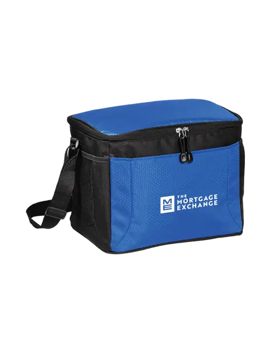 12 Can Twilight Blue/Black Cube Cooler  w/Mortgage Exchange Logo