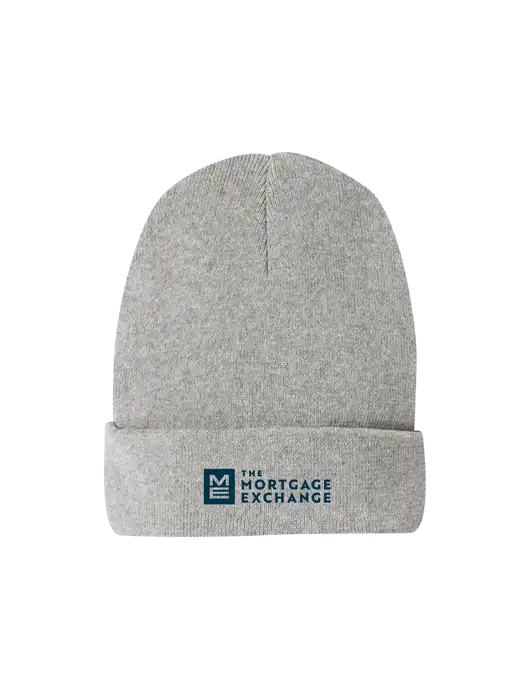 Recycled Light Heather Grey Beanie w/Mortgage Exchange Logo