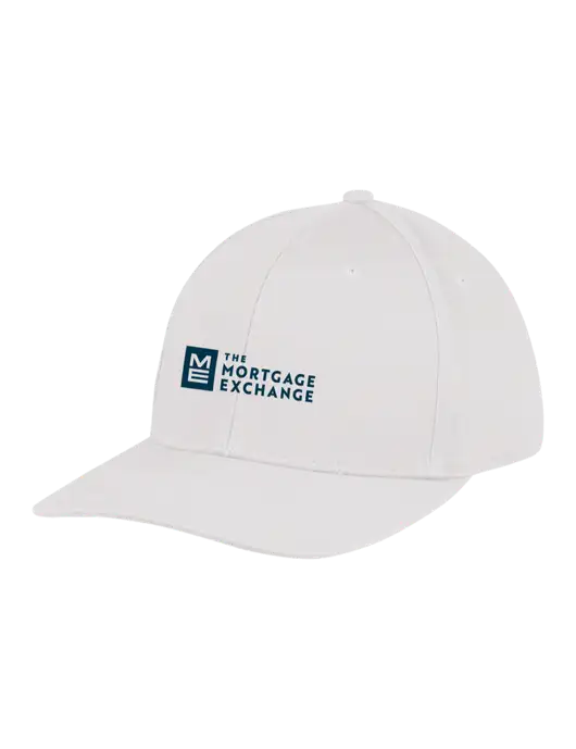 Premium Modern Structured Twill White Snapback Cap w/Mortgage Exchange Logo
