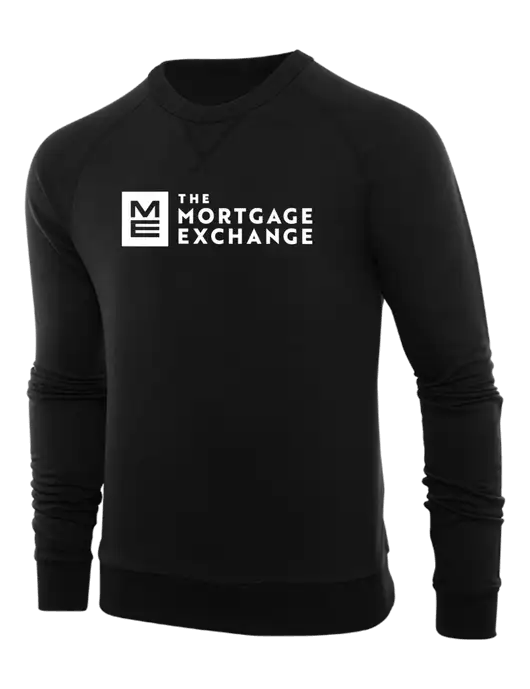 Allmade Deep Black Organic French Terry Crewneck Sweatshirt w/Mortgage Exchange Logo