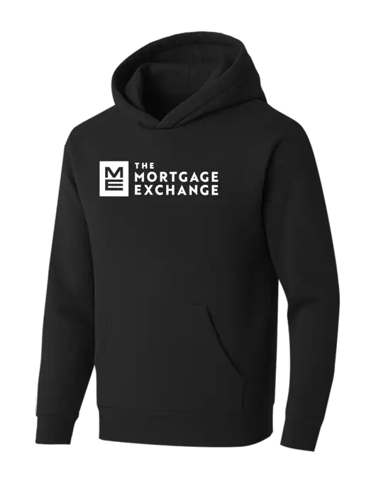 BELLA+CANVAS Black Sponge Fleece Pullover Hoodie w/Mortgage Exchange Logo