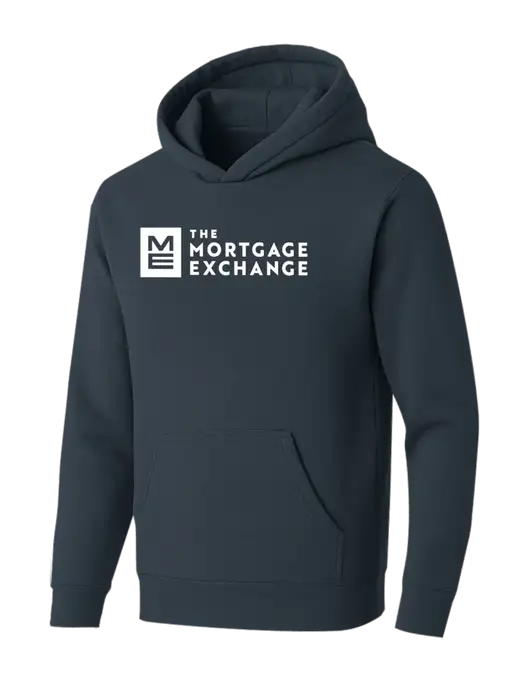 BELLA+CANVAS Dark Grey Sponge Fleece Pullover Hoodie w/Mortgage Exchange Logo