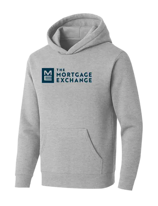 BELLA+CANVAS Light Grey Heather Sponge Fleece Pullover Hoodie w/Mortgage Exchange Logo