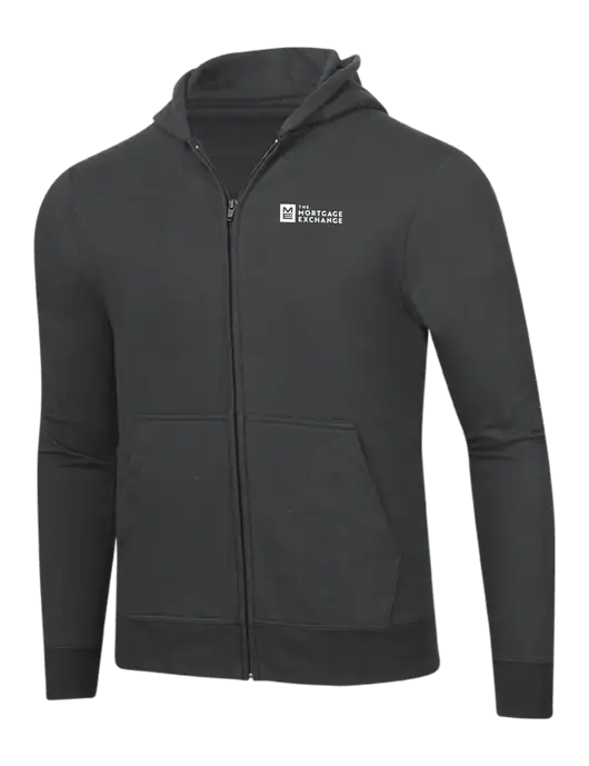 Charcoal 8.5 oz Ring Spun Zip Hooded Sweatshirt w/Mortgage Exchange Logo