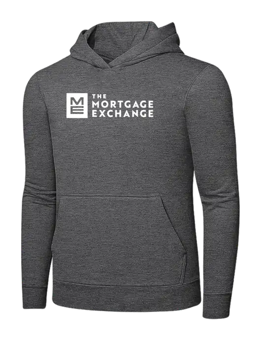 Graphite Heather 7.8. oz Ring Spun Hooded Sweatshirt w/Mortgage Exchange Logo