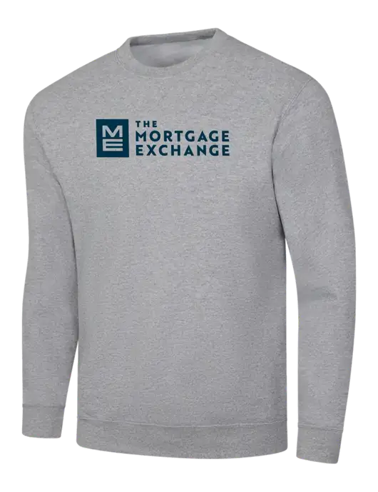 Light Grey Heather 7.8 oz Ring Spun Crew Sweatshirt w/Mortgage Exchange Logo