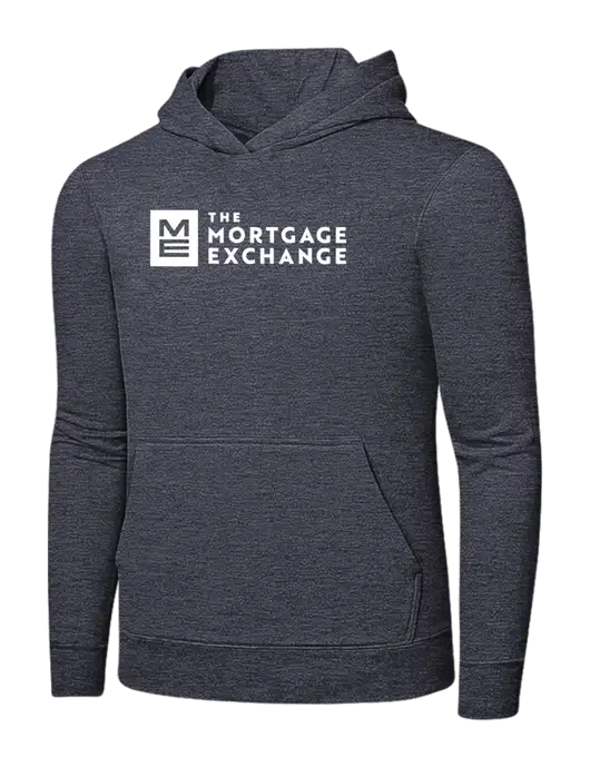 Heather Navy 7.8 oz Ring Spun Hooded Sweatshirt w/Mortgage Exchange Logo