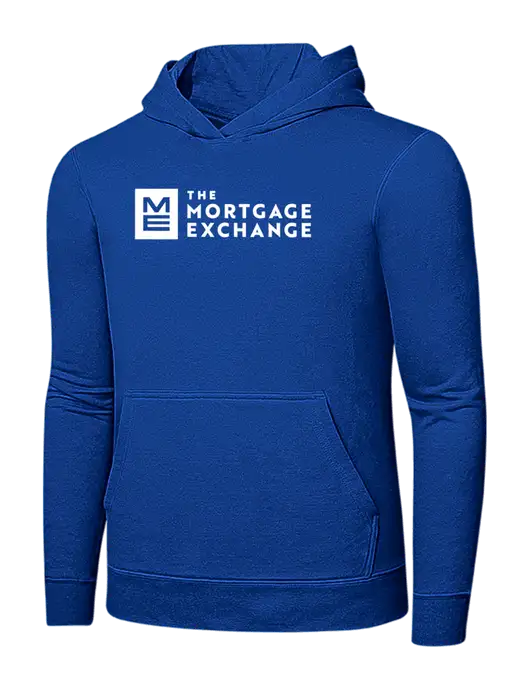 True Royal 7.8 oz Ring Spun Hooded Sweatshirt w/Mortgage Exchange Logo