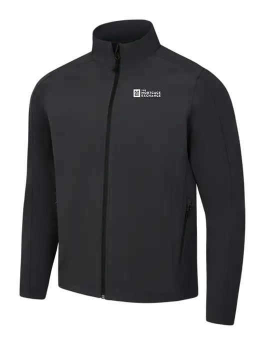 Black Charcoal Heather Core Soft Shell Jacket w/Mortgage Exchange Logo