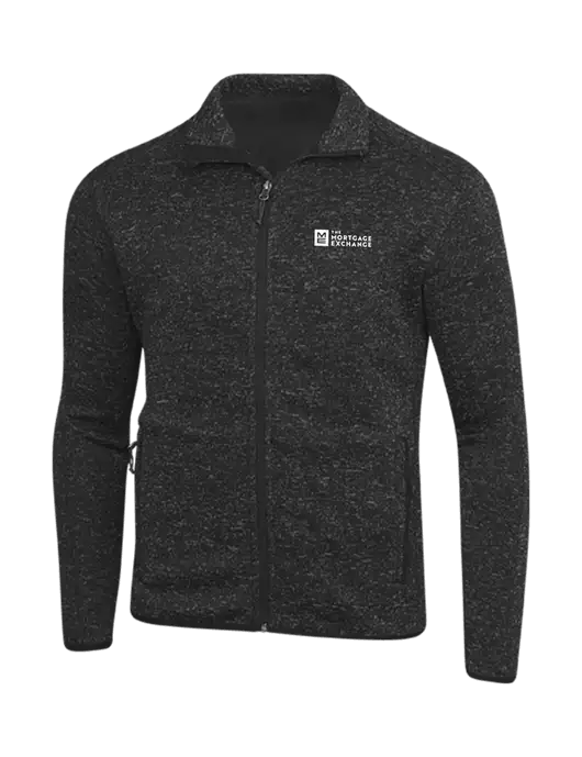 Black Heather Sweater Fleece Jacket w/Mortgage Exchange Logo