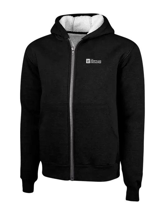 Cornerstone Black Heavyweight Sherpa Lined Hooded Fleece Jacket w/Mortgage Exchange Logo