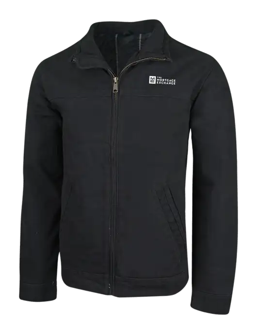 Cornerstone Black Washed Duck Cloth Flannel Lined Work Jacket w/Mortgage Exchange Logo