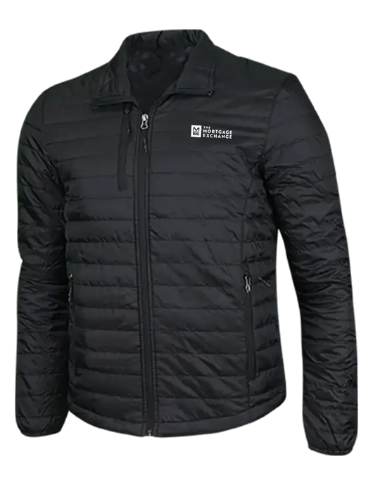 Deep Black Puffy Packable Jacket w/Mortgage Exchange Logo