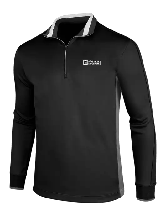 NIKE Black/Dark Grey/White Dry-Fit 1/2 Zip Cover-Up w/Mortgage Exchange Logo