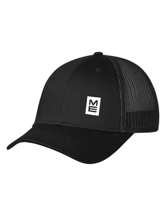 Black Mesh Trucker Cap Snap Back w/ME Stacked Logo