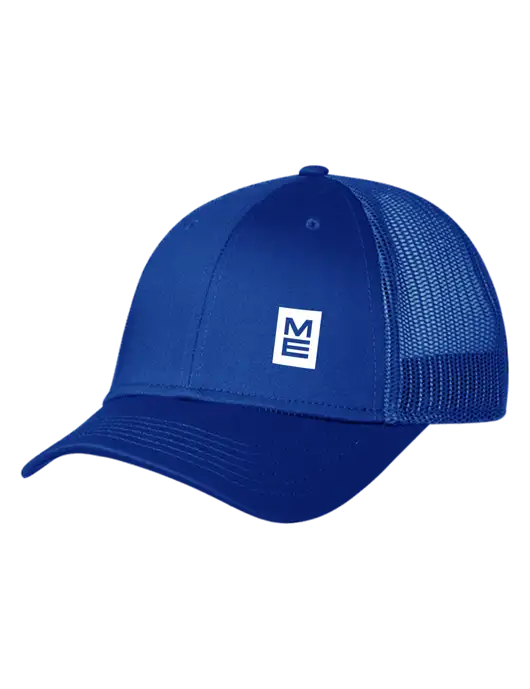 Royal Mesh Trucker Cap Snap Back w/ME Stacked Logo