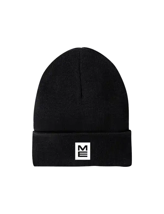 Recycled Black Beanie w/ME Stacked Logo