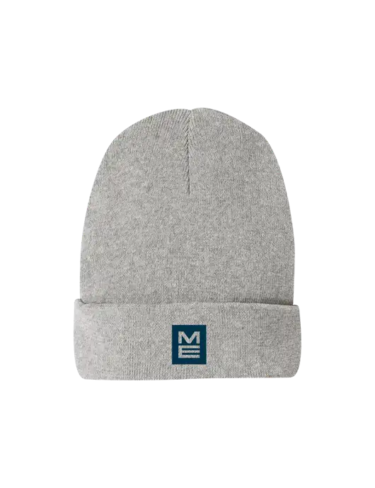 Recycled Light Heather Grey Beanie w/ME Stacked Logo