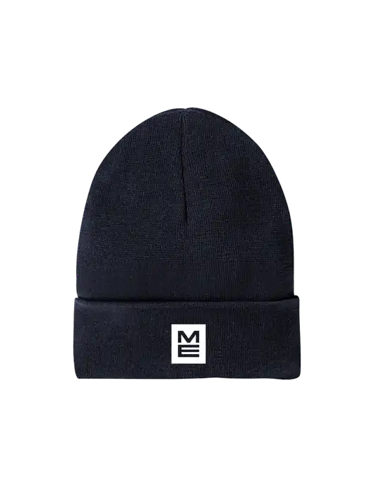 Recycled True Navy Beanie w/ME Stacked Logo