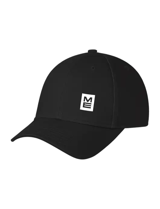 Black Structured Cap Hook & Loop w/ME Stacked Logo