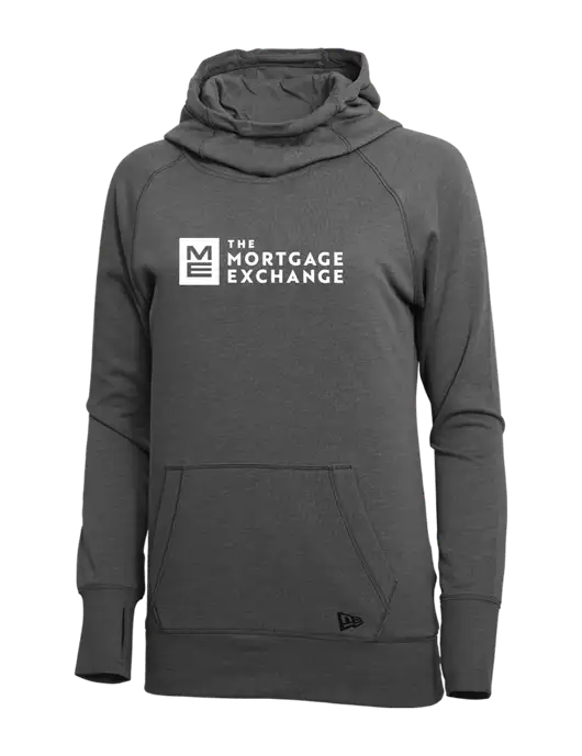 New Era Black Heather Womens Tri-Blend Fleece Pullover Hoodie w/Mortgage Exchange Logo