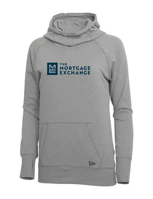 New Era Shadow Grey Heather Womens Tri-Blend Fleece Pullover Hoodie w/Mortgage Exchange Logo