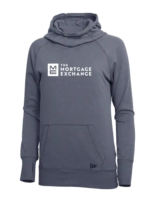 New Era True Navy Heather Womens Tri-Blend Fleece Pullover Hoodie w/Mortgage Exchange Logo