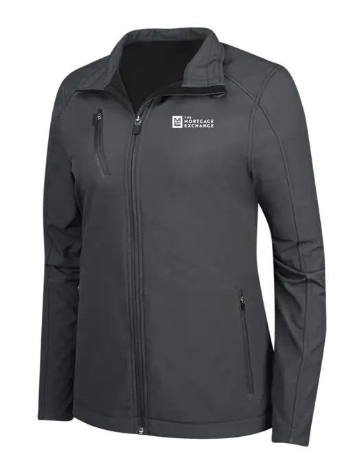 Dark Grey Womens Welded Softshell Jacket w/Mortgage Exchange Logo