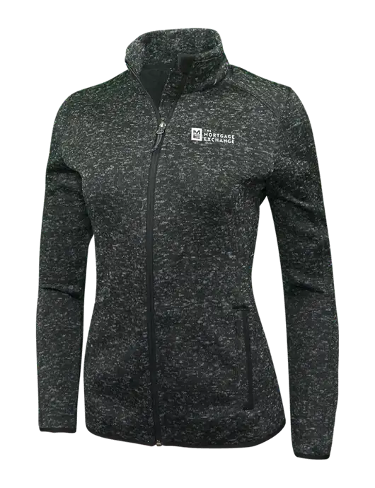 Black Heather Womens Sweater Fleece Jacket w/Mortgage Exchange Logo