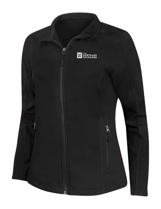 Black Womens Core Soft Shell Jacket w/Mortgage Exchange Logo
