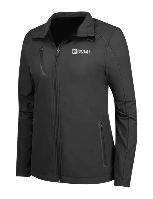 Black Womens Welded Softshell Jacket w/Mortgage Exchange Logo