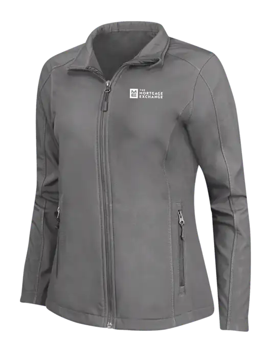 Medium Grey Womens Core Soft Shell Jacket w/Mortgage Exchange Logo