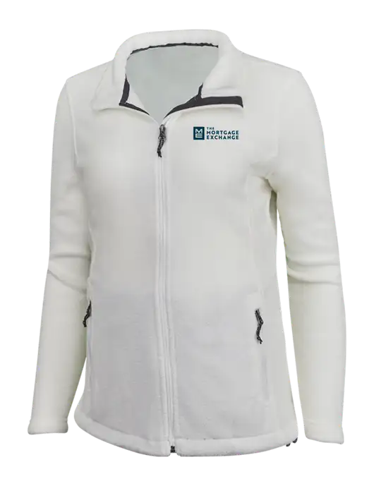 Womens White Fleece Jacket w/Mortgage Exchange Logo