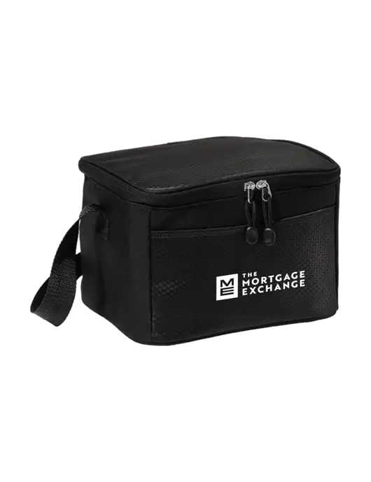 6 Can Black/Black Cube Cooler w/Mortgage Exchange Logo