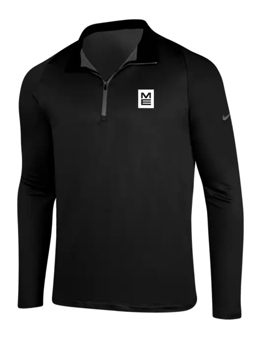NIKE Black/Dark Grey Dry-Fit Stretch 1/2 Zip Cover-Up w/ME Stacked Logo