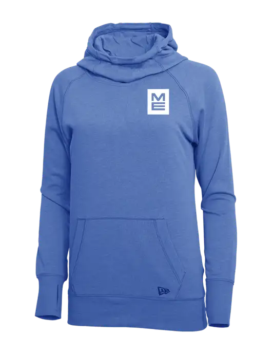 New Era Royal Heather Womens Tri-Blend Fleece Pullover Hoodie w/ME Stacked Logo